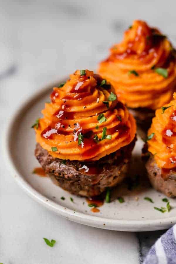 BBQ Meatloaf Muffins With Sweet Potato Toppings