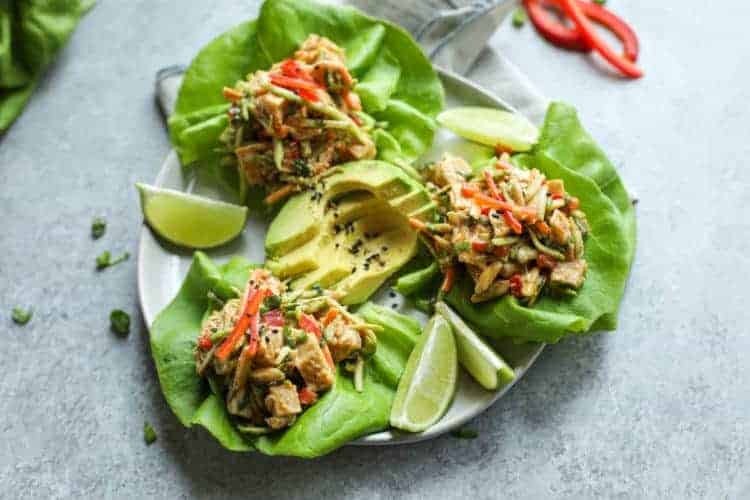 Asian Chicken Salad Lettuce Wraps - The Real Food Dietitians