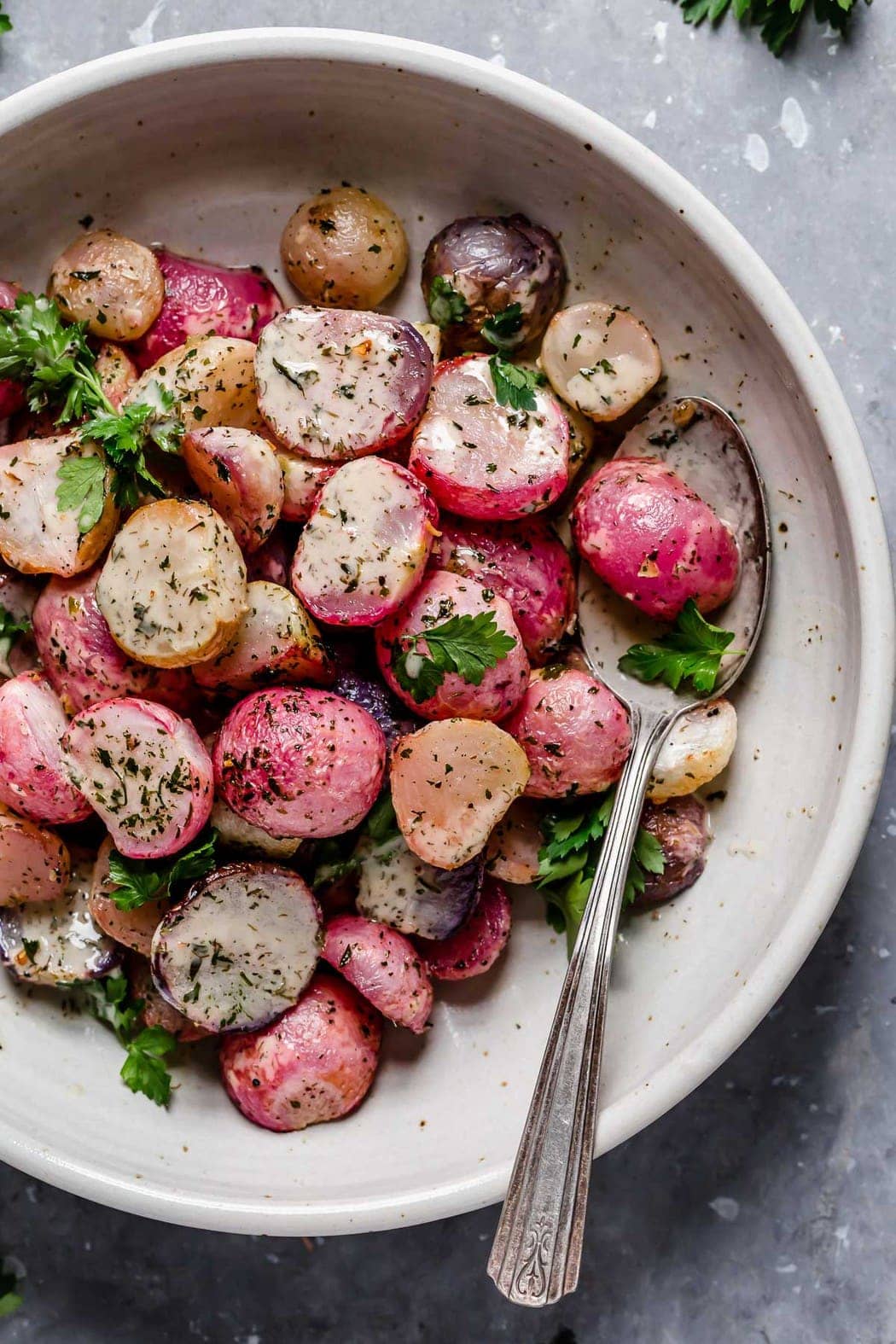 Garlic Roasted Radishes - The Real Food Dietitians