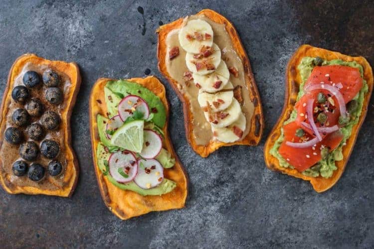 Oven Baked Sweet Potato Toast 4 Ways - The Real Food Dietitians