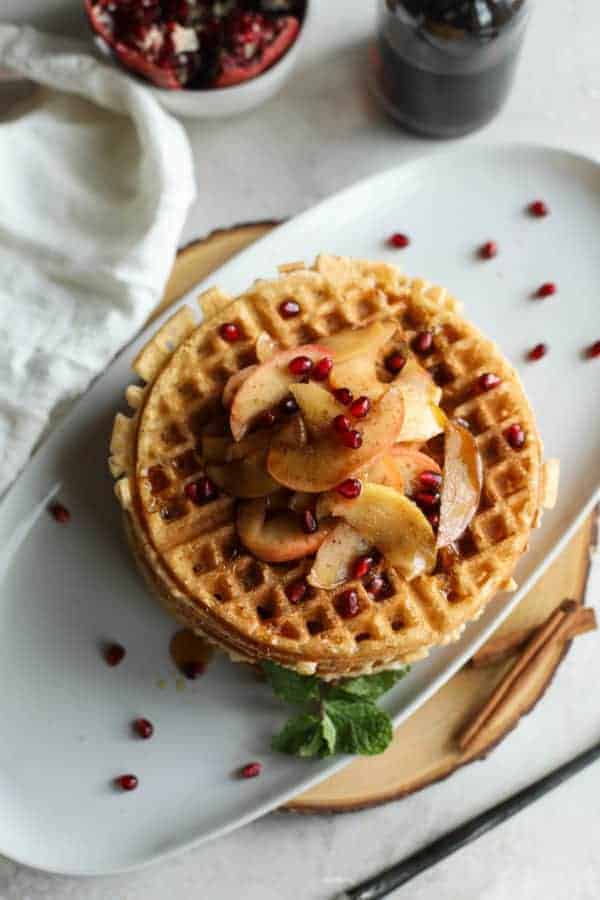 gluten-free blender waffles with cinnamon pan-fried apples